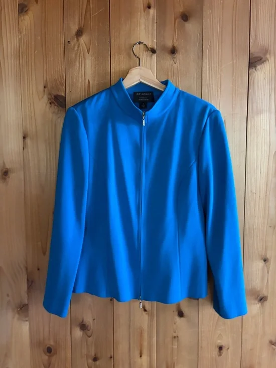 St. John Knits for Nordstrom's Milano Knit Zip-Up Jacket sz 10 - Picture 11 of 12